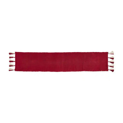 Solid Red 90" Table Runner with White & Red Tassels - One Amazing Find: Creative Home Market
