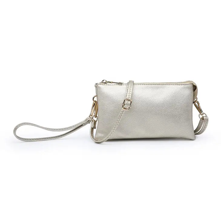 Riley 3 Compartment Crossbody/Wristlet - Light Gold