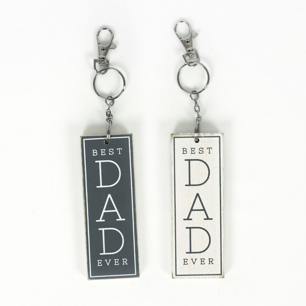 Best Dad Ever Reversible Wood Keychain