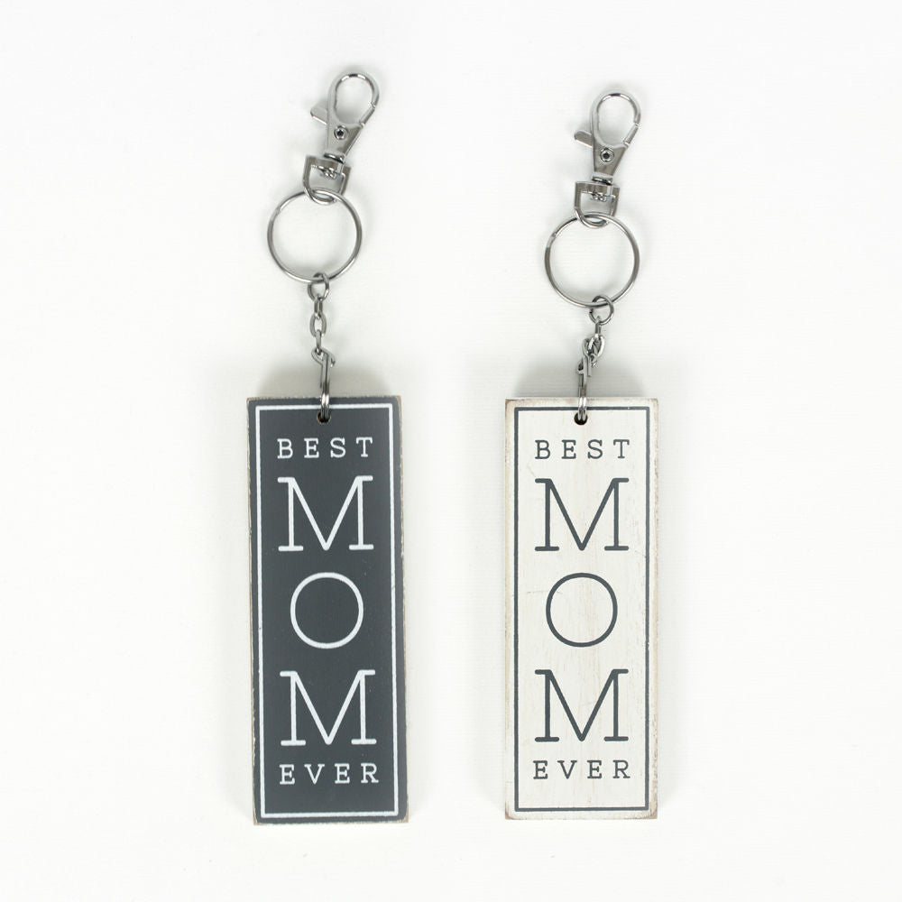 Best Mom Ever Reversible Wood Keychain