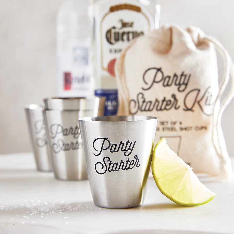 Party Starter Stainless Steel Shot Cups 4 Pack