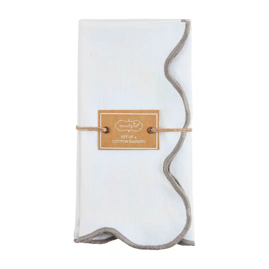 Scallop Cotton Napkins - Set of Four - 3 Styles