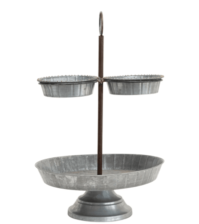 Galvanized 2-Tier Tray with 3 Sections - One Amazing Find: Creative Home Market