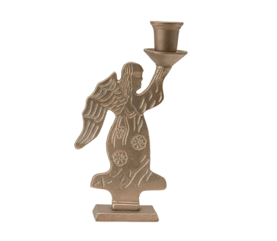 Antiqued Engraved Cast Metal Angel Taper Holder - One Amazing Find: Creative Home Market