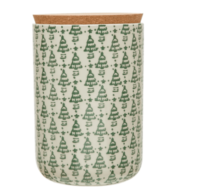 Stoneware Cookie Jar with Christmas Tree Pattern - One Amazing Find: Creative Home Market