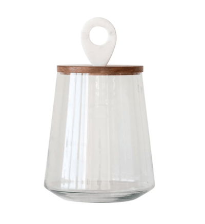 Glass Jar with Wood and Marble Lid - One Amazing Find: Creative Home Market