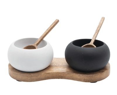 Mango Wood Tray with 2 Bowls and Spoons - One Amazing Find: Creative Home Market