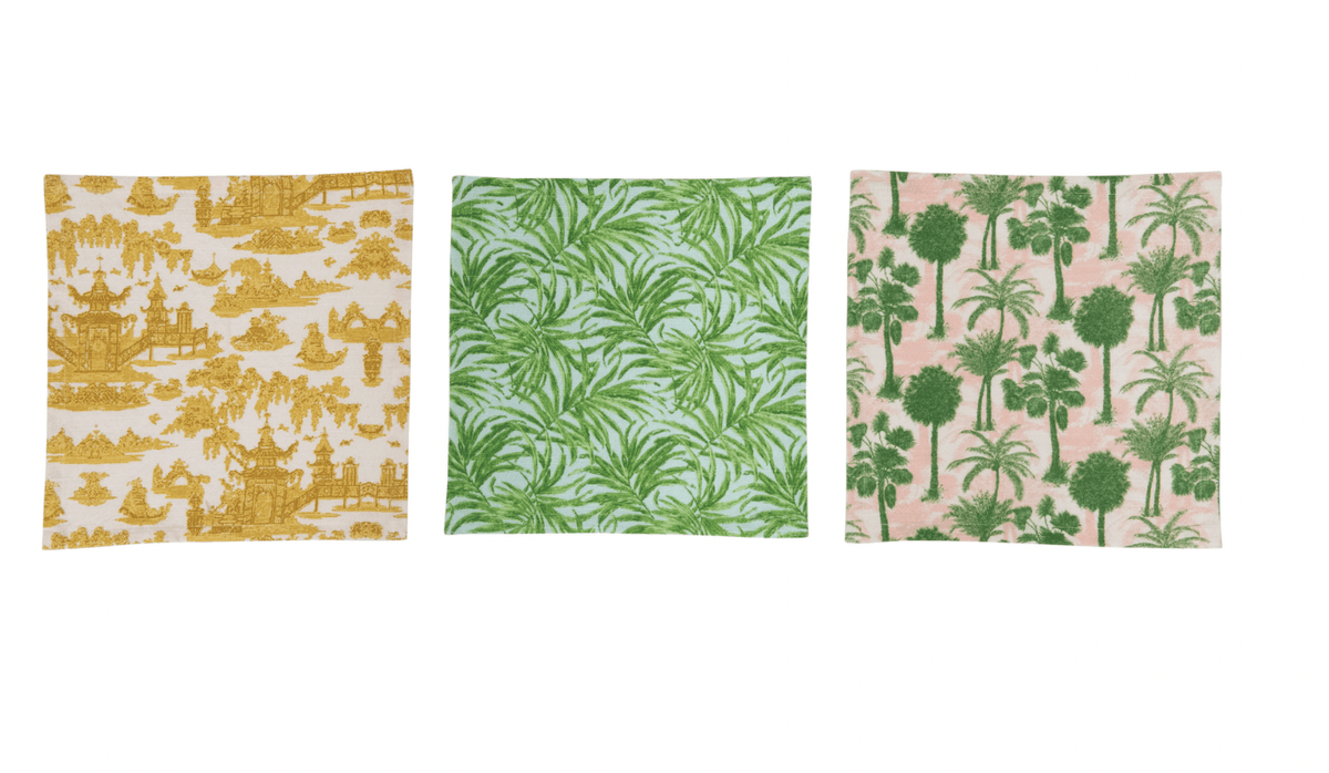 Cotton Printed Cocktail Napkins with Pattern, Set of 4 - One Amazing Find: Creative Home Market