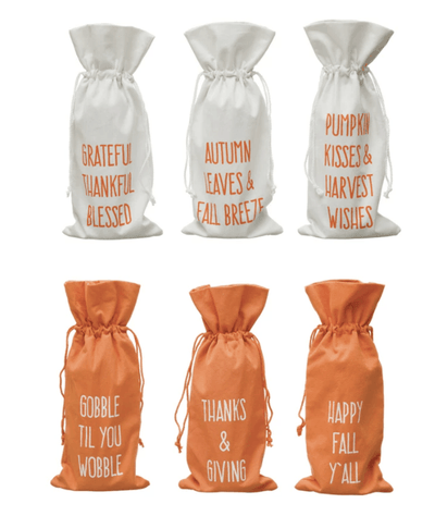 Drawstring Wine Bag with Fall Saying, 2 Colors, 6 Styles - One Amazing Find: Creative Home Market