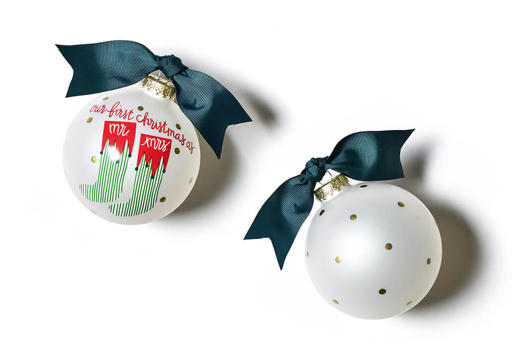 First Christmas as Mr and Mrs Glass Ornament