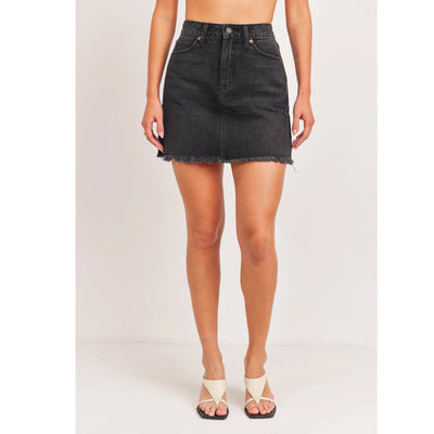 Classic Fray Jean Skirt in Black - One Amazing Find: Creative Home Market