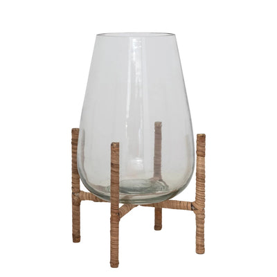 Glass Vase with Rattan Wrapped Metal Stand - One Amazing Find: Creative Home Market