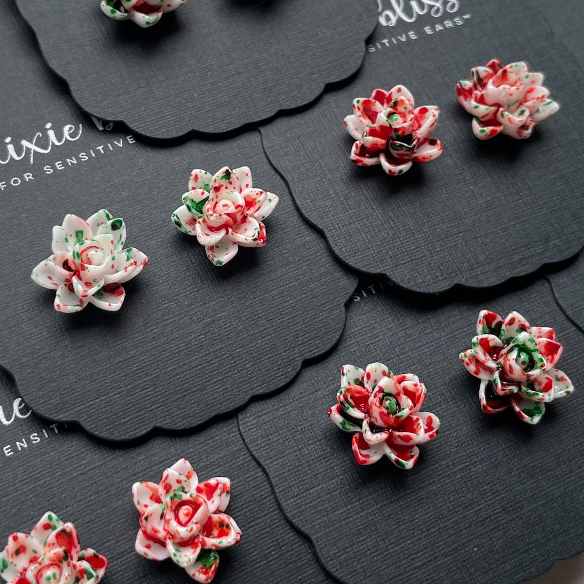 Dixie Bliss Yuletide Succulents Earrings - Each Pattern Varies