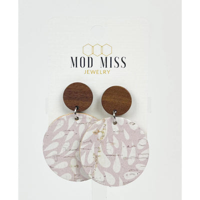 Raindrops Cork+Leather Round Earrings on Wood Stud - One Amazing Find: Creative Home Market