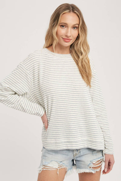 CREWNECK  SLOUCHY STRIPE TOP - One Amazing Find: Creative Home Market