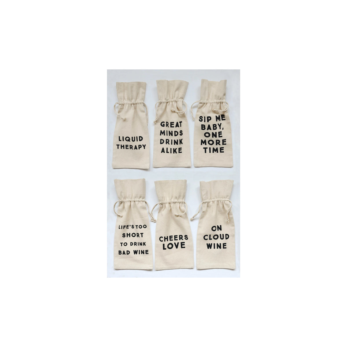 Cotton Wine Bag with Saying, 6 Styles - One Amazing Find: Creative Home Market