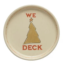 5" Round Stoneware Plate with Holiday Icon and Words, 8 Styles - One Amazing Find: Creative Home Market