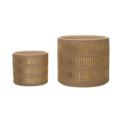 Stoneware Planters with Pattern, Set of 2 - One Amazing Find: Creative Home Market