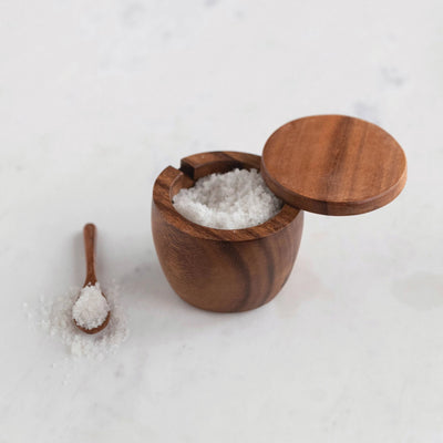 Acacia Wood Covered Jar with Spoon, Set of 2 - One Amazing Find: Creative Home Market