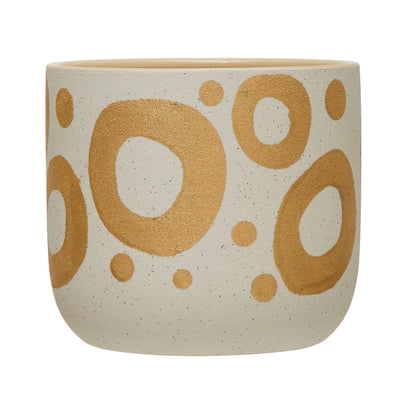 Painted Stoneware Planter with Gold Design - One Amazing Find: Creative Home Market