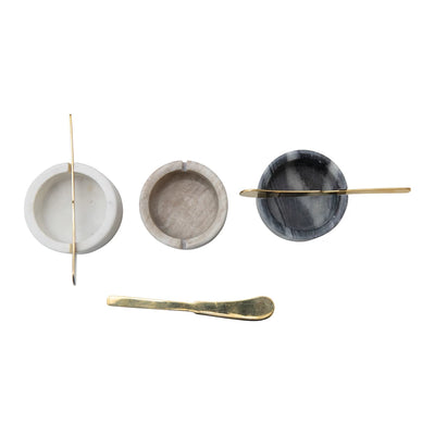 Marble Bowl with Metal Knife, Set of 2, 3 Colors - One Amazing Find: Creative Home Market