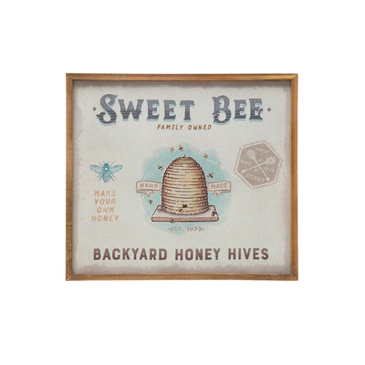 Wood Framed Canvas Wall Décor "Sweet Bee Backyard Honey Hives" - One Amazing Find: Creative Home Market