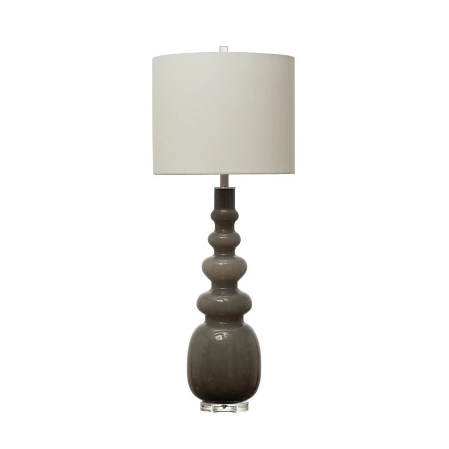 Glass Floor/Table Lamp with White Linen Shade - One Amazing Find: Creative Home Market