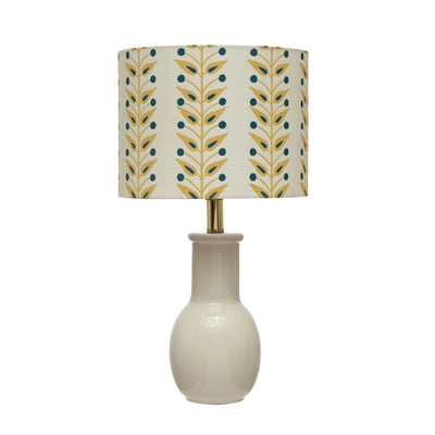 Terra-cotta Table Lamp with Botanical Pattern Linen Shade - One Amazing Find: Creative Home Market