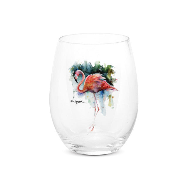 Dean Crouser Flamingo Stemless Wine Glass
