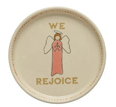 5" Round Stoneware Plate with Holiday Icon and Words, 8 Styles - One Amazing Find: Creative Home Market