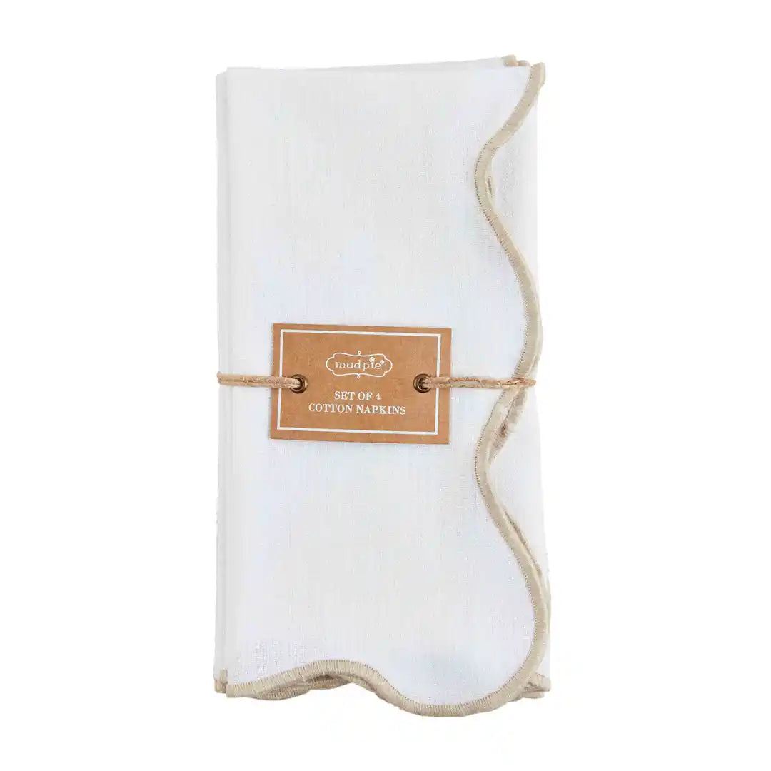 Scallop Cotton Napkins - Set of Four - 3 Styles
