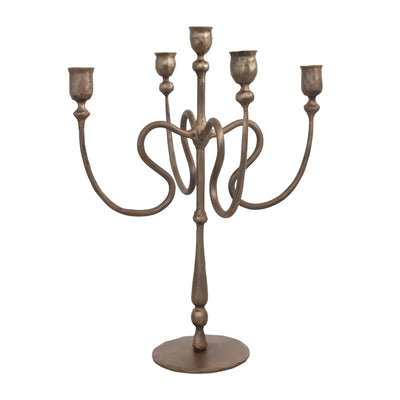 Hand-Forged Iron 5 Taper Candelabra in Antique Brass Finish - One Amazing Find: Creative Home Market