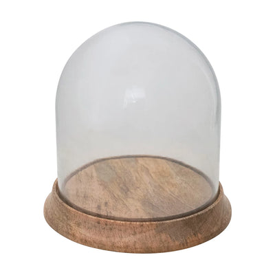 Glass Cloche with Mango Wood Base - One Amazing Find: Creative Home Market