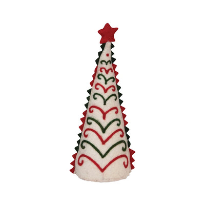 Wool Felt Tree with Applique, Red, 4" Round x 12"H , Green and Cream Color - One Amazing Find: Creative Home Market