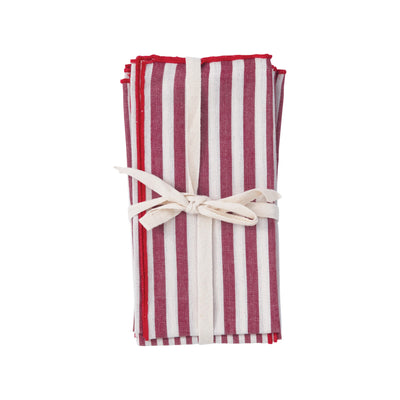 Red and White Striped Woven Cotton Napkins (Set of 4) - One Amazing Find: Creative Home Market