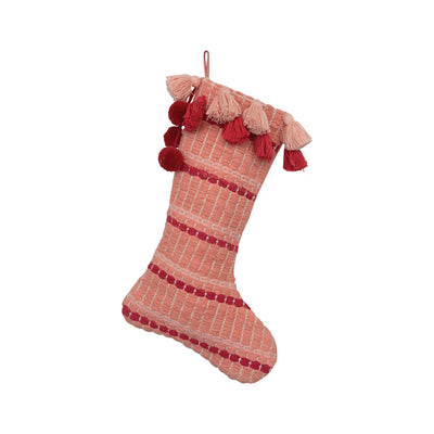 Red & Pink Woven Cotton Stocking with Tassels - One Amazing Find: Creative Home Market