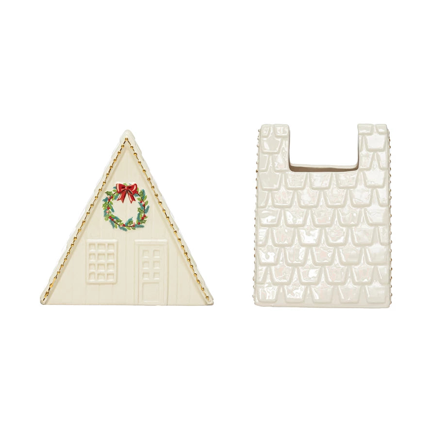 Hand-Painted Stoneware Holiday A-Frame House Vase - One Amazing Find: Creative Home Market