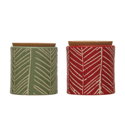 Debossed 4" Stoneware Canister with Cork Lid (2 Colors) - One Amazing Find: Creative Home Market